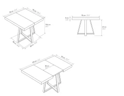 Tavolo allungabile rettangolare con piano in nobilitato disponibile in 3 colori Paxon