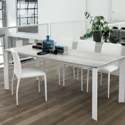 Tavolo allungabile rettangolare con piano in laminato Saturno finitura Bianco Rustico L 130