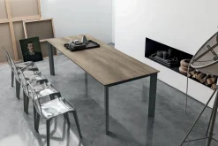Tavolo allungabile rettangolare con piano in laminato effetto legno Saturno Rustico L 160