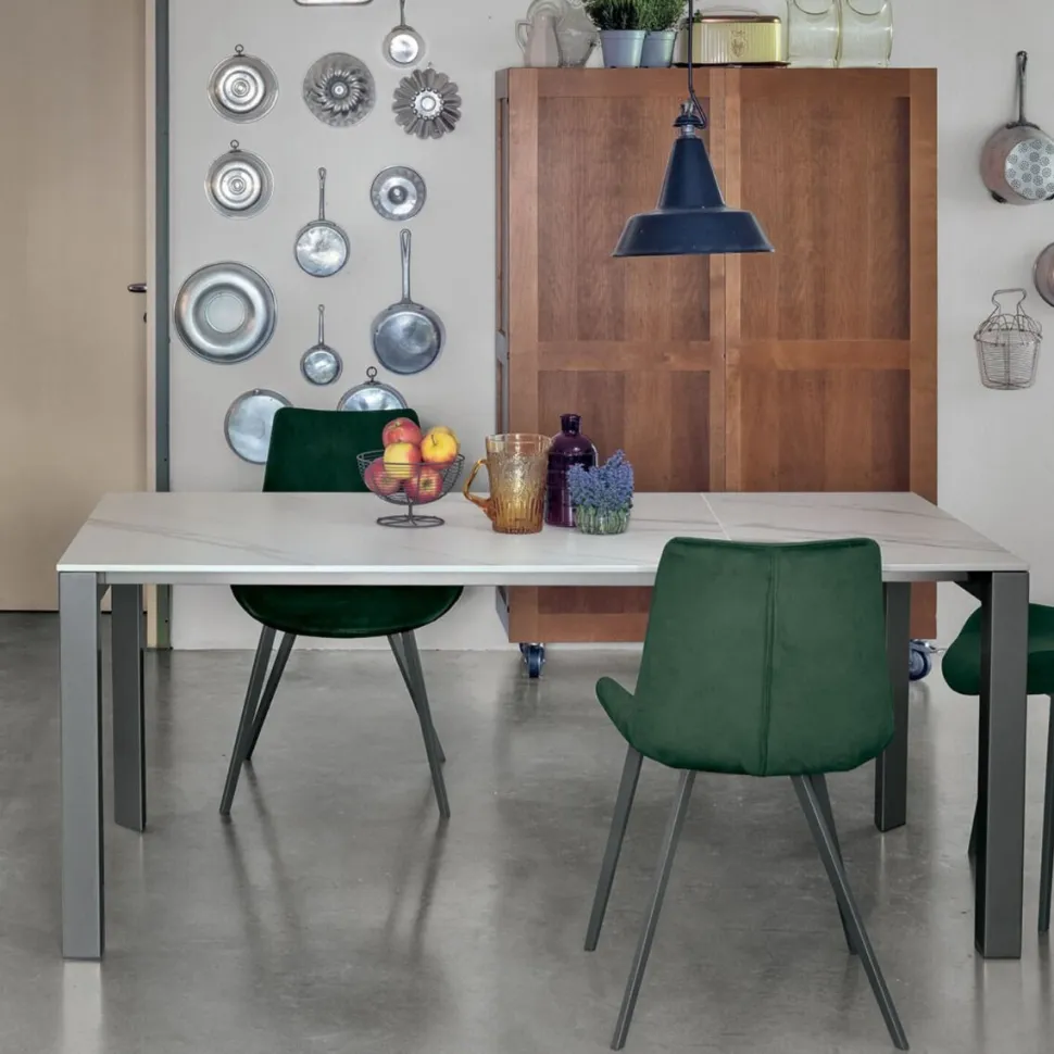 Tavolo allungabile rettangolare in gres porcellanato Enea disponibile in vari colori L 130
