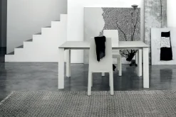Tavolo allungabile rettangolare con piano in Gres porcellanato Saturno in finitura Carrara L 160