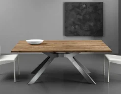 Tavolo allungabile Steel con piano in laminato finitura Rovere Slavonia 160x90 cm