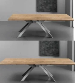 Tavolo allungabile Steel con piano in laminato finitura Rovere Slavonia 160x90 cm
