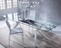 Tavolo allungabile Tokyo Glass disponibile in tre colorazioni