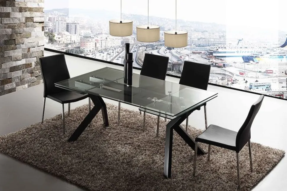 Tavolo allungabile Tokyo Glass disponibile in tre colorazioni