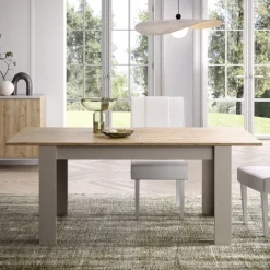 Tavolo allungabile 140x90 con allungo da 48 cm in finitura Cashmere e Cadiz