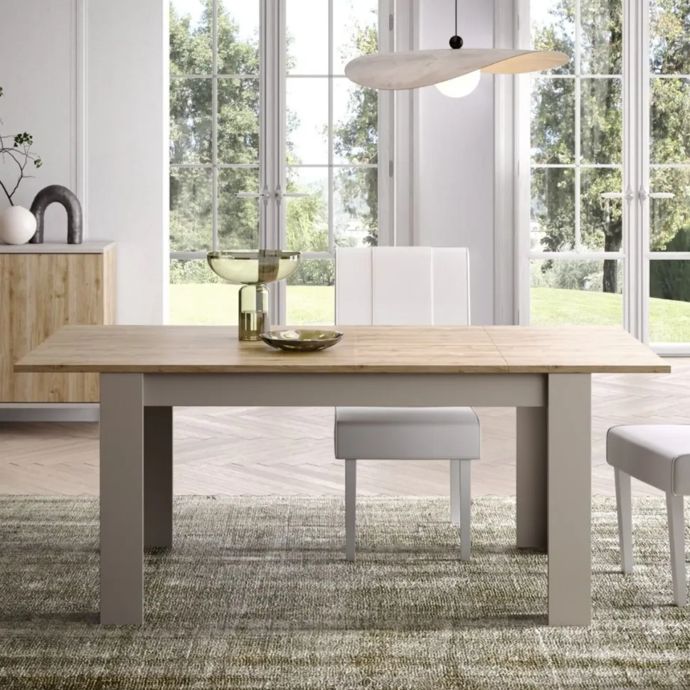 Tavolo allungabile 140x90 con allungo da 48 cm in finitura Cashmere e Cadiz