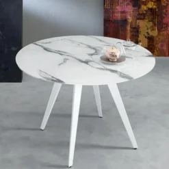 Tavolo Argo Eurosedia struttura bianco con vetro bianco