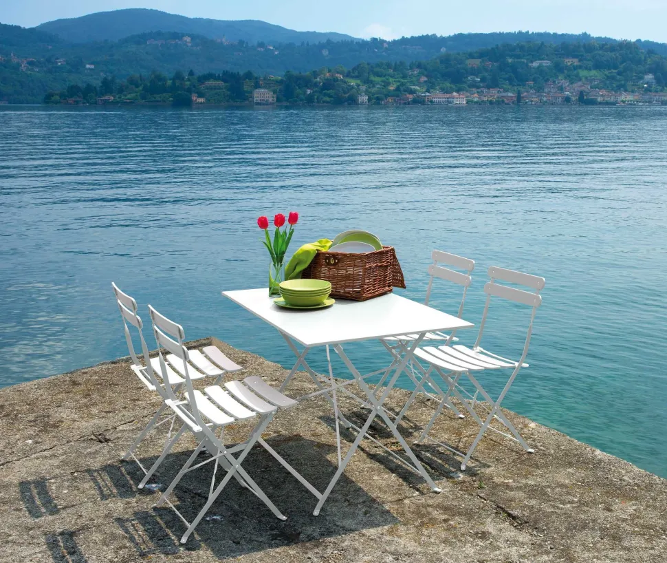 Tavolo Bistrò Rettangolare 110x70 cm Pieghevole in Ferro disponibile in 4 colori
