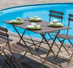 Tavolo Bistrò Rettangolare 110x70 cm Pieghevole in Ferro disponibile in 4 colori