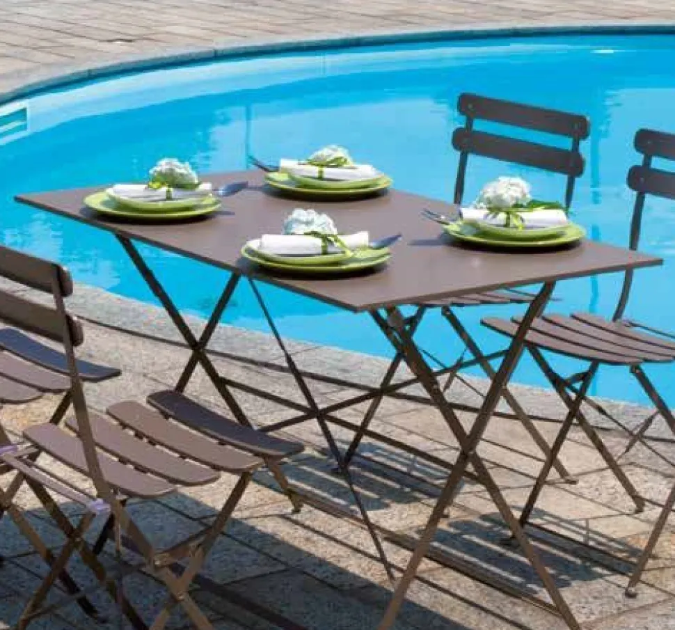 Tavolo Bistrò Rettangolare 110x70 cm Pieghevole in Ferro disponibile in 4 colori