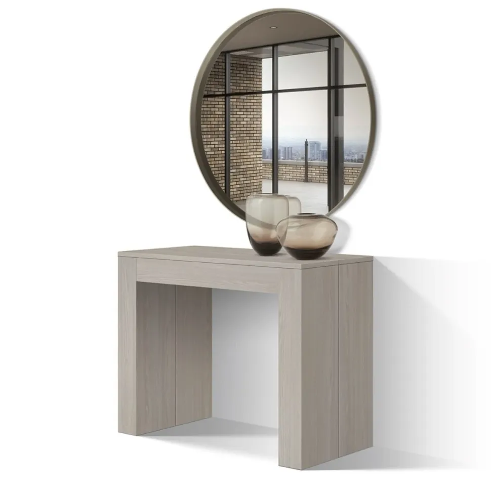 Tavolo Consolle allungabile in nobilitato Olmo Perla modello Easy fino a 3 metri