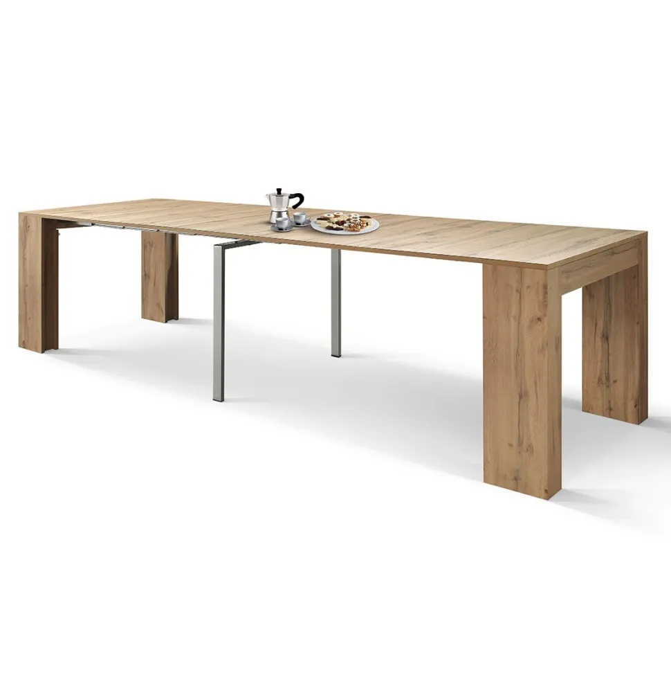 Tavolo Consolle allungabile in nobilitato Rovere Rustico modello Easy fino a 3 metri