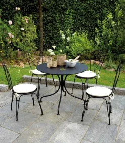 Tavolo da Giardino Rotondo Baveno Ø 90 cm in Ferro Nero