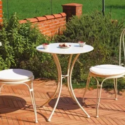 Tavolo da giardino rotondo Peschiera colore Avorio
