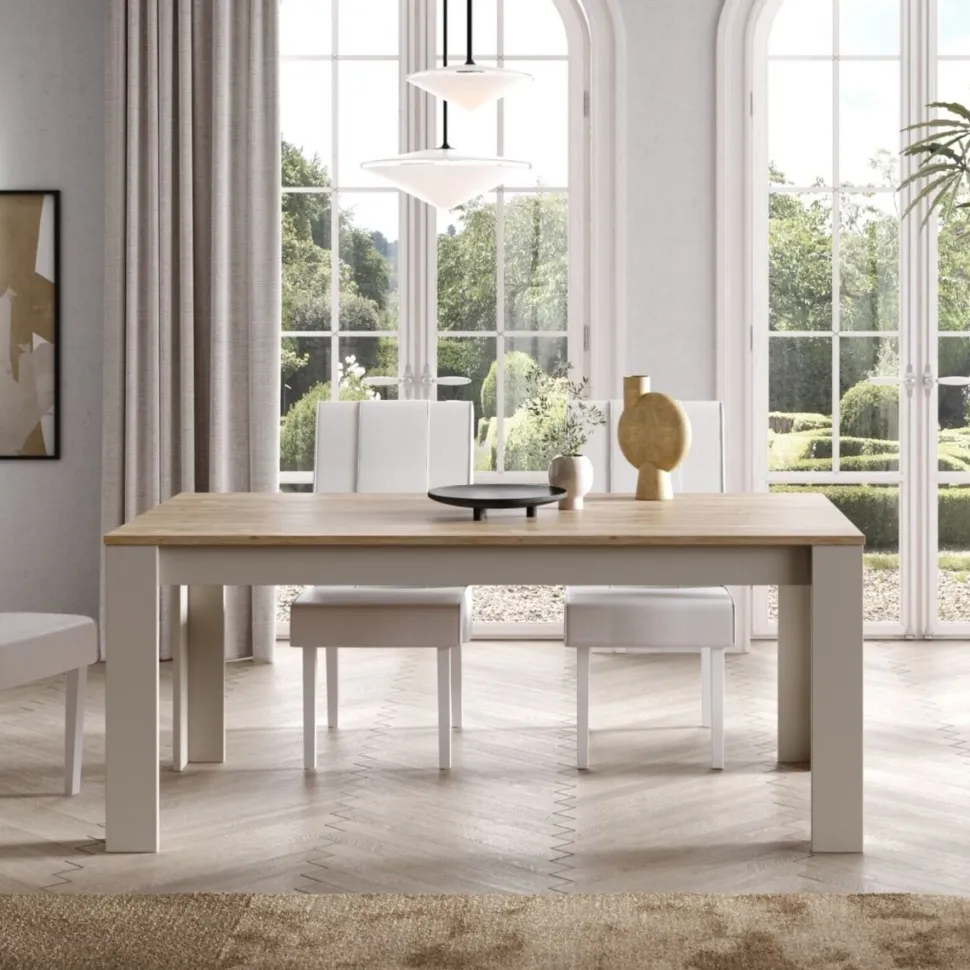 Tavolo da pranzo fisso 180x90 in finitura Cashmere e Cadiz