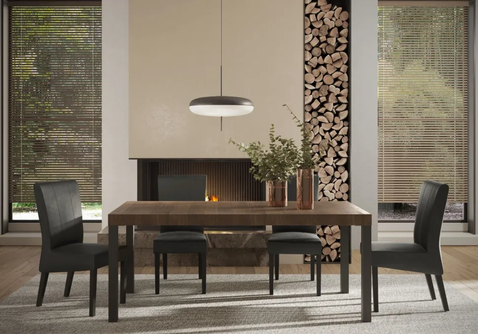Tavolo fisso con gambe in ferro linea Sierra finitura Rovere Mercure disponibile in 2 misure