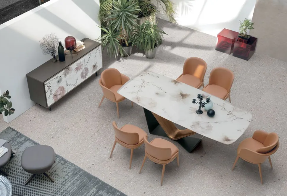 Tavolo fisso con piano a botticella Velar disponibile in vari colori