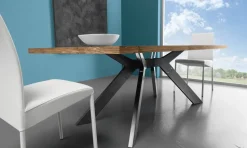Tavolo Fisso Steel con piano in Laminato finitura Vintage 160x90 cm