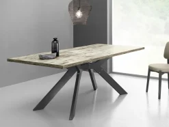 Tavolo Fisso Steel con piano in Laminato finitura Vintage 160x90 cm