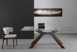 Tavolo fisso Steel con piano in vetro temperato trasparente 160x90 cm
