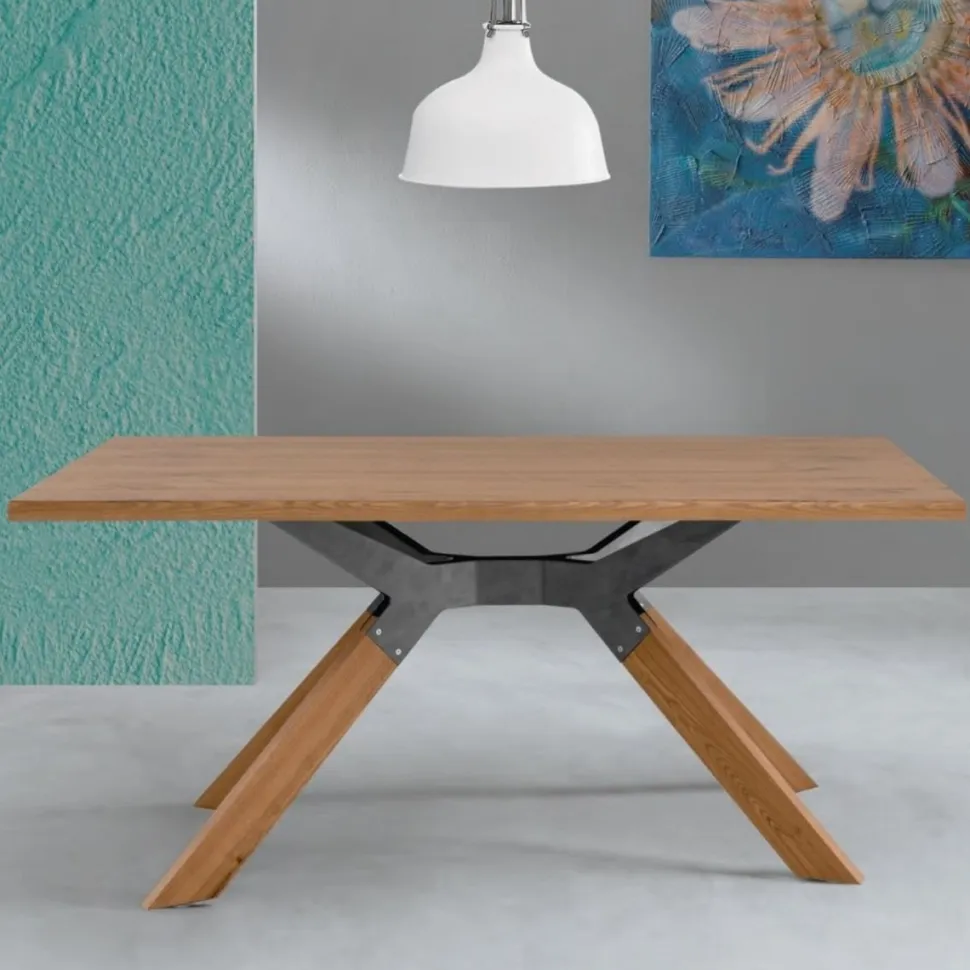 Tavolo fisso Steel in finitura Rovere Mielato con bordo irregolare 160x90 cm