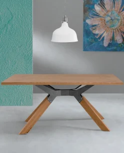 Tavolo fisso Steel in finitura Rovere Mielato con bordo irregolare 160x90 cm