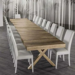 Tavolo in legno X5 rovere , bianco frassino e cemento allungo fino a 4,8mt