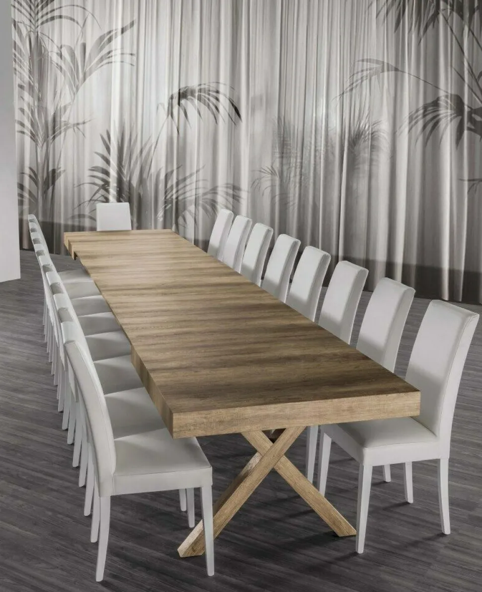 Tavolo in legno X5 rovere , bianco frassino e cemento allungo fino a 4,8mt
