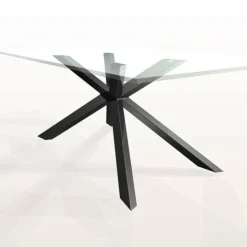 Tavolo Mikado Eurosedia fisso 160x90 gambe grigio e piana in vetro trasparente