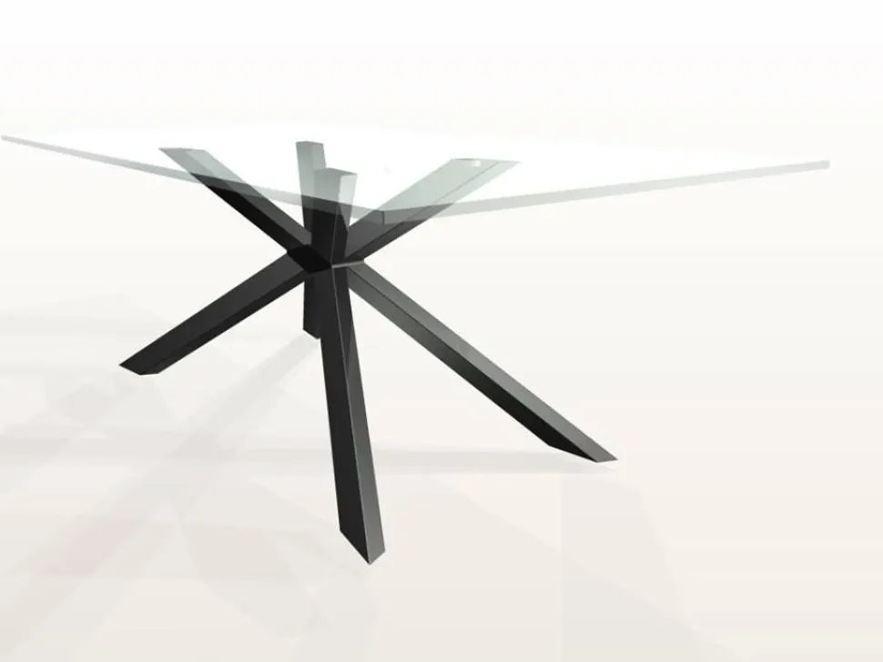 Tavolo Mikado Eurosedia fisso 160x90 gambe grigio e piana in vetro trasparente