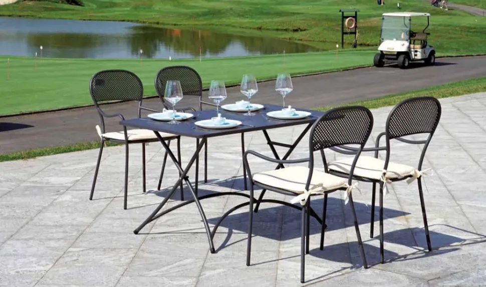 Tavolo Orta Pieghevole 120x70 cm in Ferro Grigio Antracite