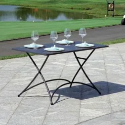 Tavolo Orta Pieghevole 120x70 cm in Ferro Grigio Antracite