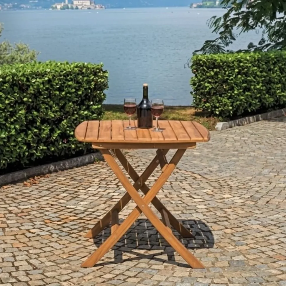 Tavolo Quadrato Pieghevole Piombino in Legno di Acacia 80 x 80 cm