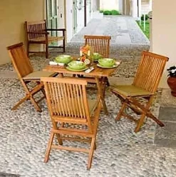 Tavolo Quadrato Pieghevole Vulcano in legno di Teak 80 x 80 cm