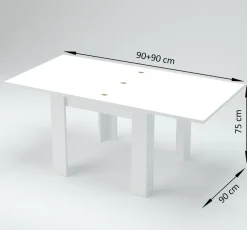 Tavolo raddoppiabile a libro 90x90 finitura Larice Bianco