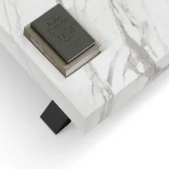Tavolo rettangolare allungabile con base a X in MDF e piano Nobilitato Marmo Bianco Statuario
