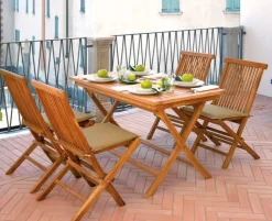 Tavolo Rettangolare Pieghevole Lipari in Legno di Teak 120 x 70 cm