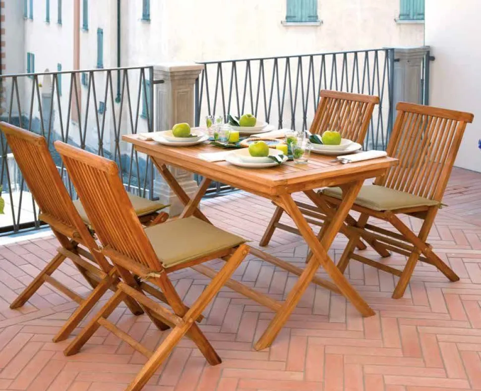 Tavolo Rettangolare Pieghevole Lipari in Legno di Teak 120 x 70 cm