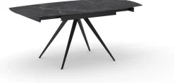 Tavolo Rotante Allungabile con base metallo Nero e piano Ceramica Marmo Nero Opaco modello Titan