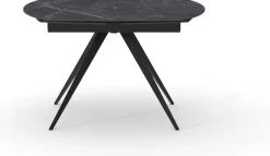 Tavolo Rotante Allungabile con base metallo Nero e piano Ceramica Marmo Nero Opaco modello Titan