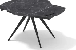 Tavolo Rotante Allungabile con base metallo Nero e piano Ceramica Marmo Nero Opaco modello Titan