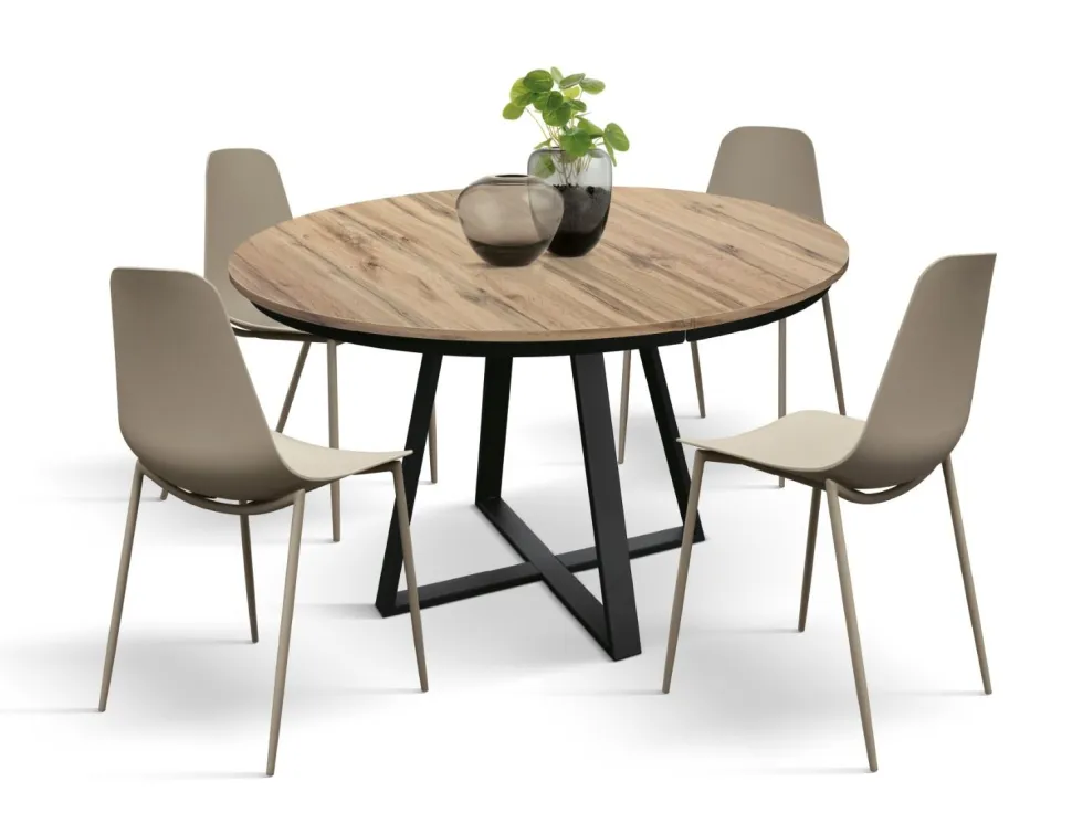Tavolo rotondo allungabile con piano in nobilitato disponibile in 3 colori Everyday