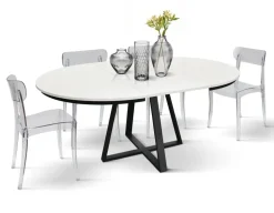 Tavolo rotondo allungabile con piano in nobilitato disponibile in 3 colori Everyday