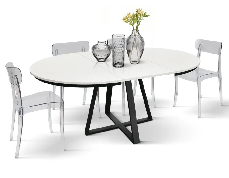 Tavolo rotondo allungabile con piano in nobilitato disponibile in 3 colori Everyday