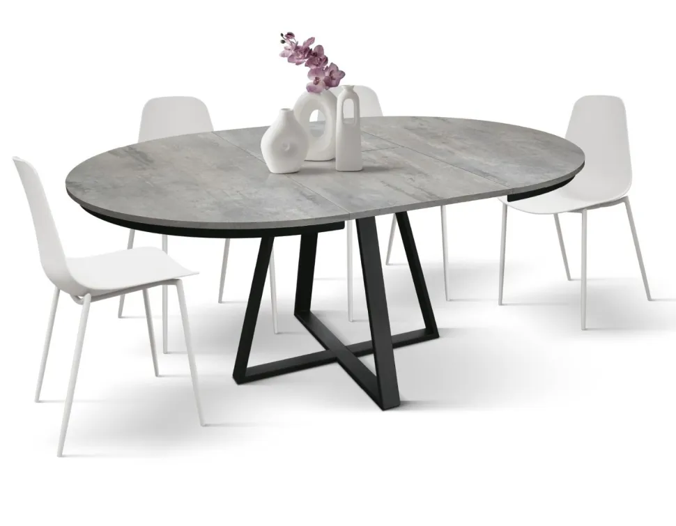 Tavolo rotondo allungabile con piano in nobilitato disponibile in 3 colori Everyday