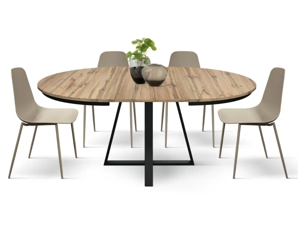 Tavolo rotondo allungabile con piano in nobilitato disponibile in 3 colori Everyday