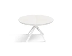 Tavolo rotondo allungabile con piano in nobilitato finitura Bianco Frassino Roxy