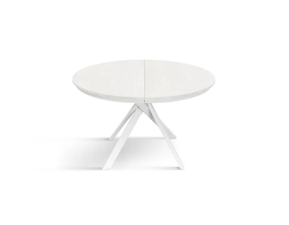 Tavolo rotondo allungabile con piano in nobilitato finitura Bianco Frassino Roxy