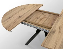 Tavolo rotondo allungabile con piano in nobilitato finitura Rovere rustico Roxy